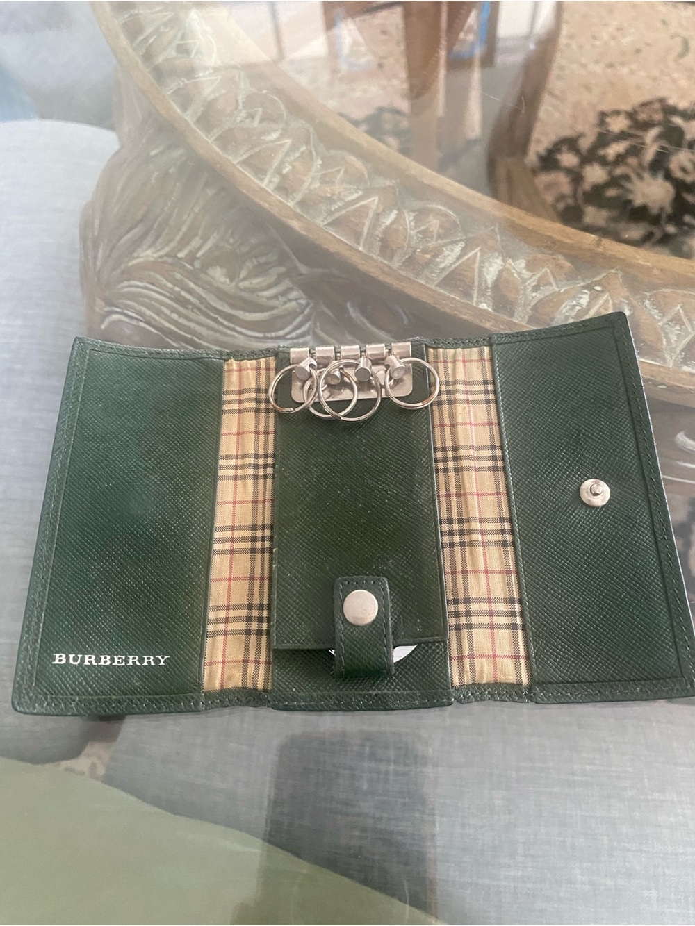 Burberry Dark Green Leather Key & Card Holder - Picture 3 of 11